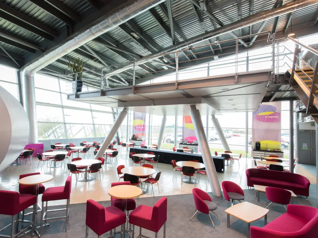 CEME breakout and networking area with modern furnishings